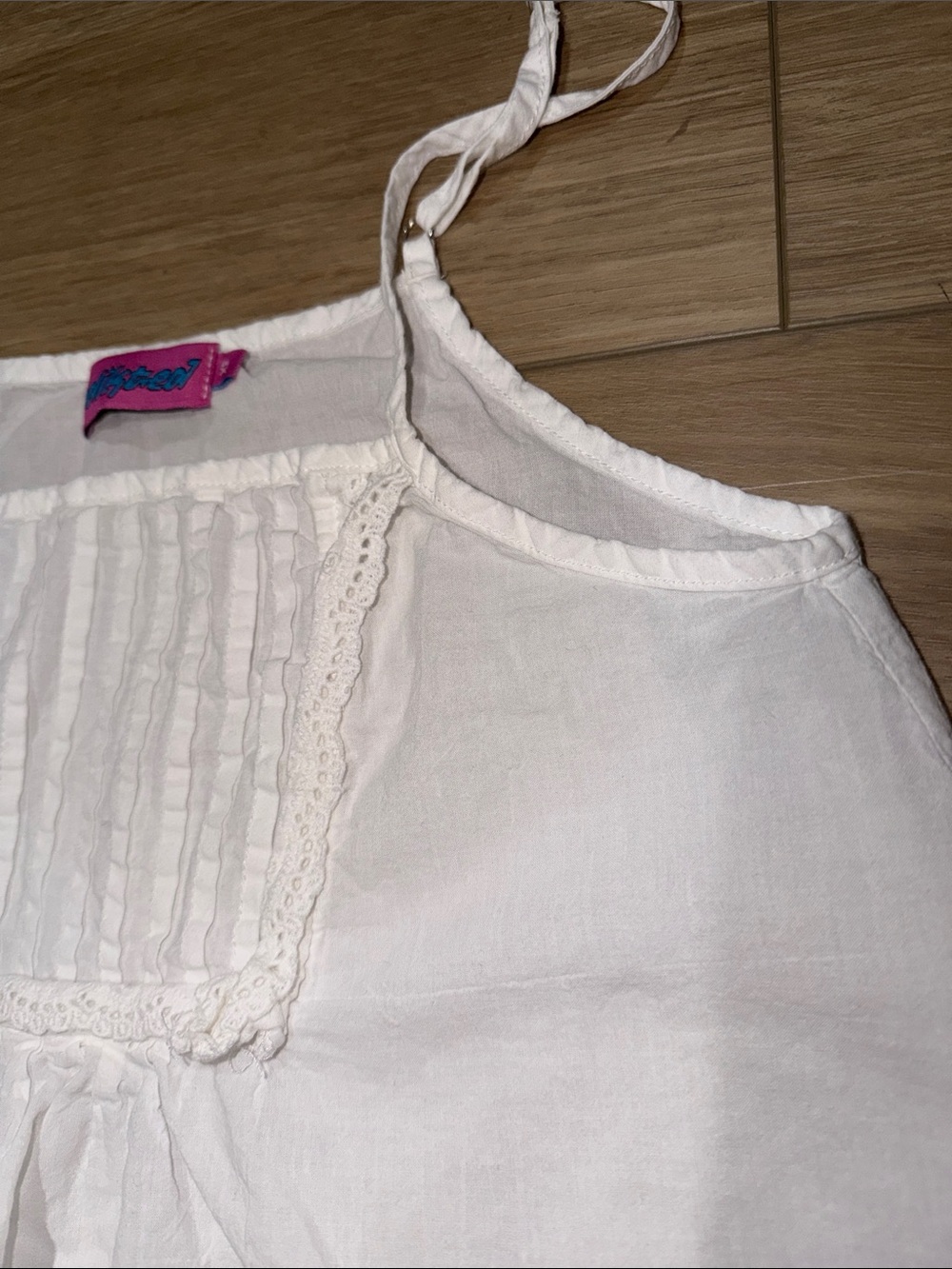 Edikted White Spaghetti Strap Lace-Trim Tank Top babydoll size xsmall - Picture 2 of 4